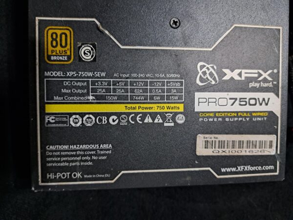 Fuente XFX 750W Pro 80 plus Bronze - Gammer